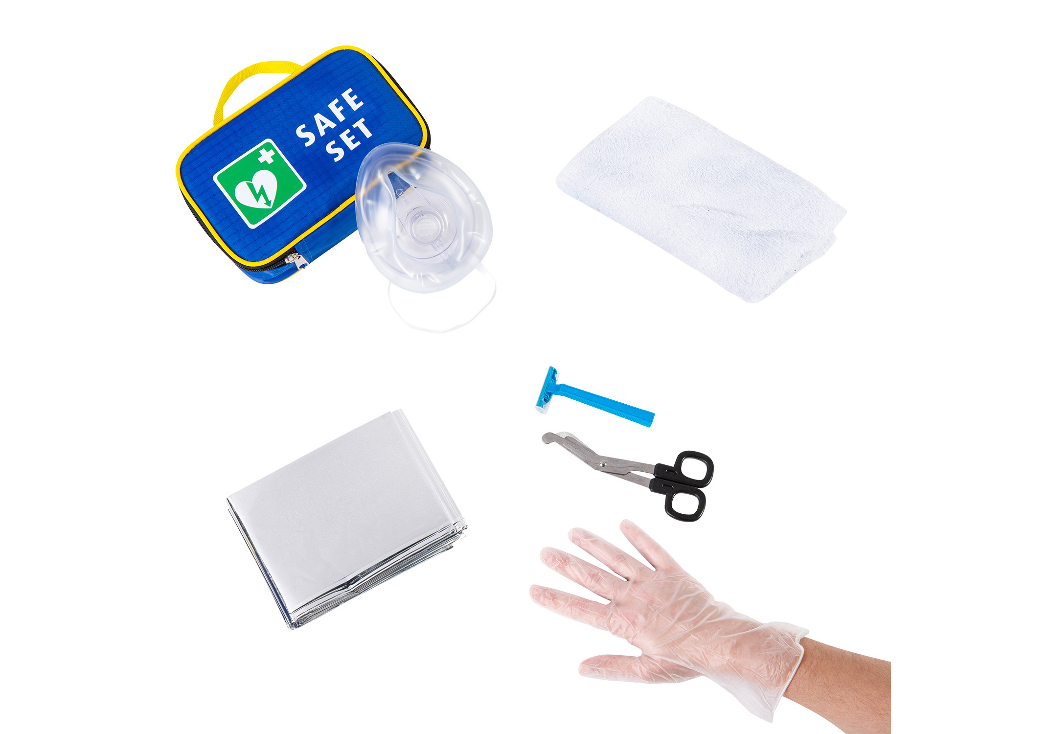 Kit premiers secours pour défibrillateur